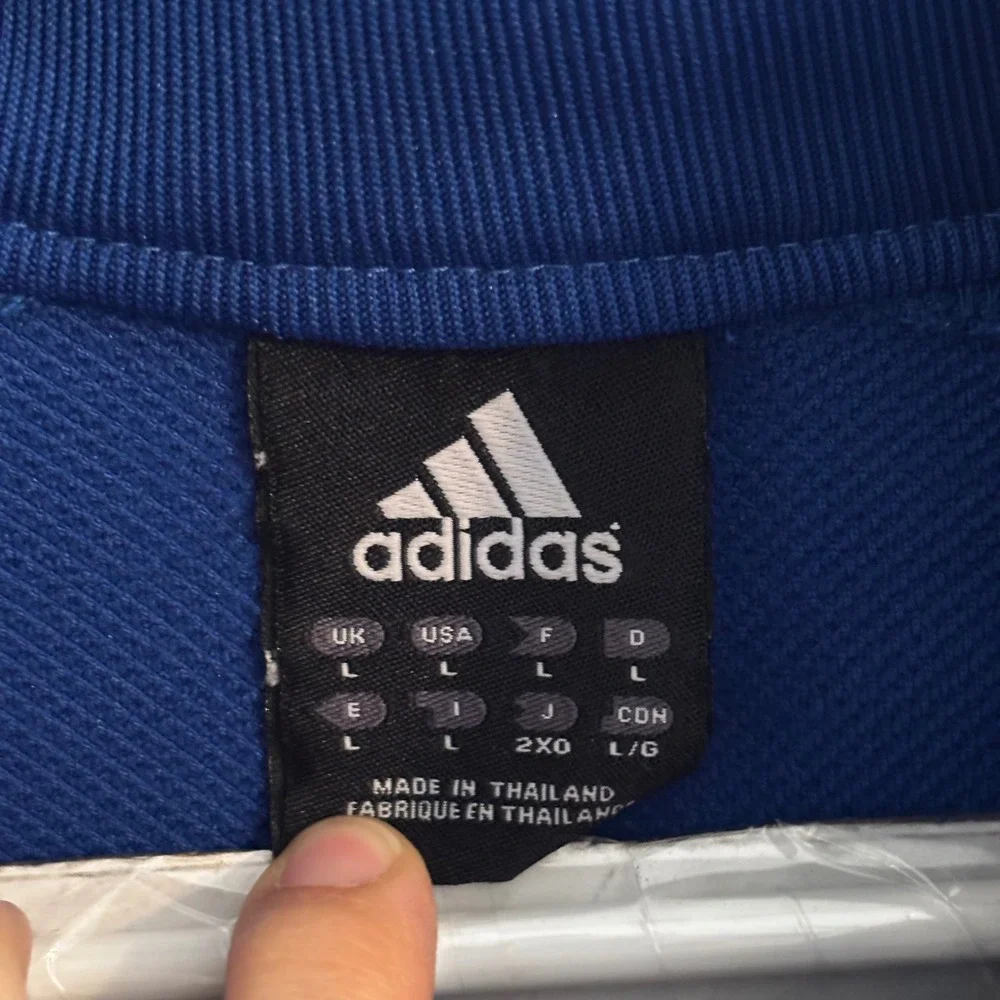 Vtg Adidas Mens Blue Full Zip Track Jacket Y2K Logo Oversized Large Streetwear